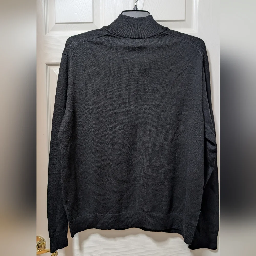 Banana Republic Half Zip Merino Wool Sweater Size XL Tall Black Italian Pullover